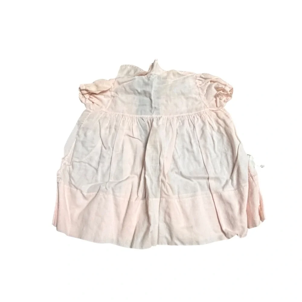 Vintage Cherubs Handmade Baby Dress and Pinafore Set Pink Embroidered Size L